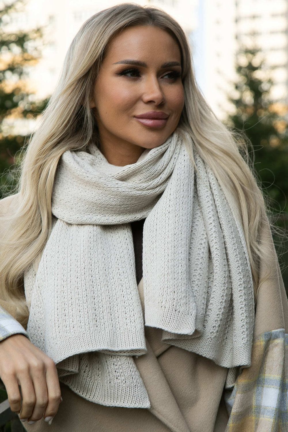 Вязаный палантин (речной жемчуг) ВП03-1М LT Collection