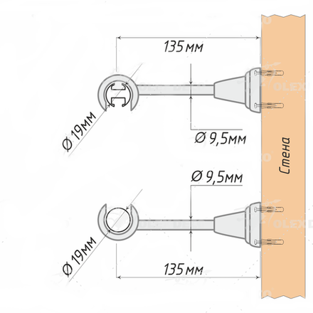 Карниз кованый "Верона" d19 мм однорядный, цвет античное золото