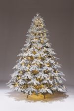 Заснеженная елка с гирляндой «Престиж» (Литая хвоя) 150 см / 1,5 м