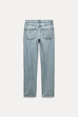 ZARA ДЖИНСЫ RELAXED СО СРЕДНЕЙ ПОСАДКОЙ — ZW COLLECTION, ГОЛУБОЙ