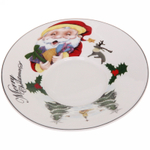 Чайная пара (зеркальная кружка 230мл+блюдце) анаморфный дизайн «Санта», белая