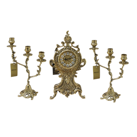 Bello De Bronze Каминные часы плоские с канделябрами "Каранка"