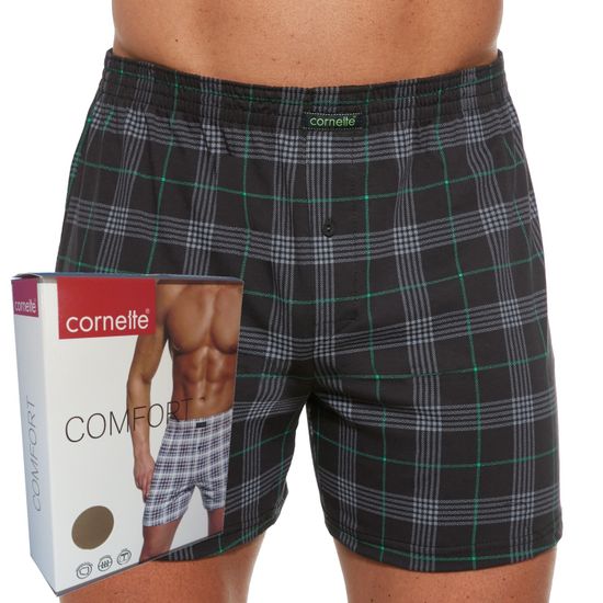 Трусы мужские семейные Cornette Comfort 002/256,зелёная клетка на чёрном