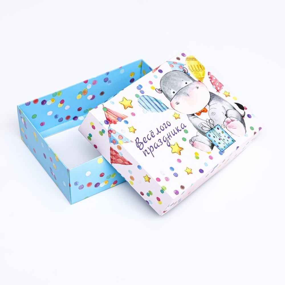 Подарочная коробка сборная "Веселого праздника" 16,5 х 12,5 х 5,2 см