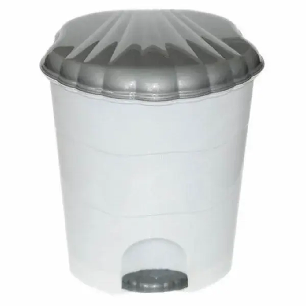 Ведро для мусора с педалью 7л (бело-серый)