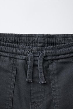 ZARA БРЮКИ-ДЖОГГЕРЫ ИЗ ЭЛАСТИЧНОГО ТВИЛА, СЕРО-СИНИЙ