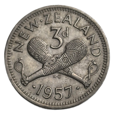 Монета 3 пенса 1957 год Новая Зеландия