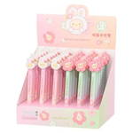 Ручка гелевая, пиши-стирай, автоматическая, Basir, синие чернила, серия "Sakura and rabbits", с игрушкой, 36 шт