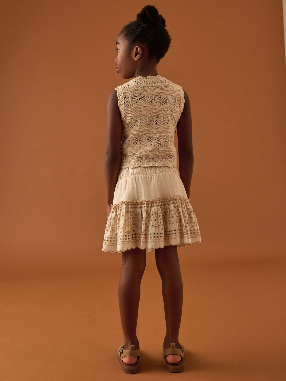 Юбка с вышивкой для девочки Next AD0-182, Светло-бежевый