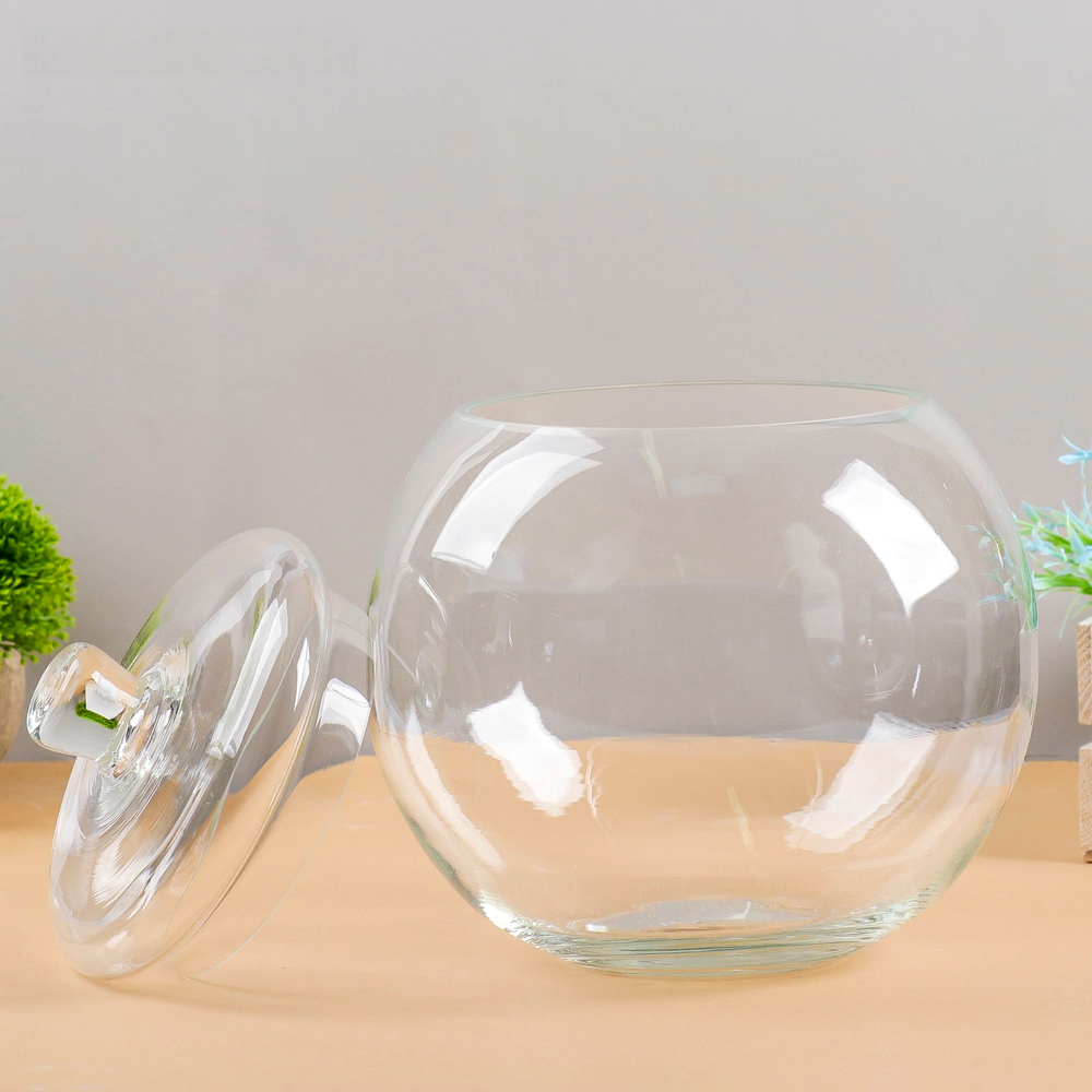 Ваза Шаровая 5л с крышкой горлышко диаметр-16, 20х23 см (без крышки высота-17см)