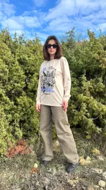 Лонгслив Klumba The Spirit of Nature бежевый с сиренево-серым рисунком