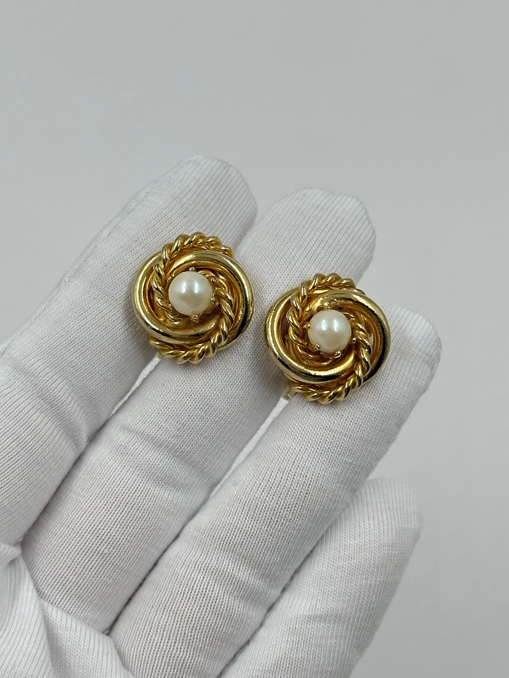 Клипсы Узелки с «жемчугом»