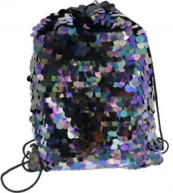 Мешок дорожный арт.48812/25 БЕНЗИНОВЫЙ (36x48, одно отделение, из полиэстера и полиэстера, расшитого ПВХ-пайетками, лямки, регулируемые по длине, шнурок, ПЭТ-пакет)