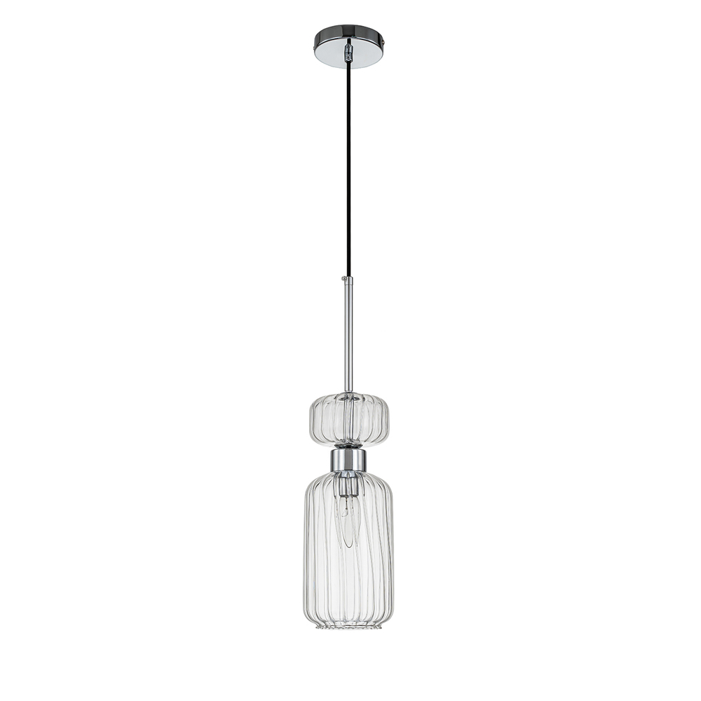 Подвесной светильник 1x60Вт E14, металл/стекло, хром/прозрачный