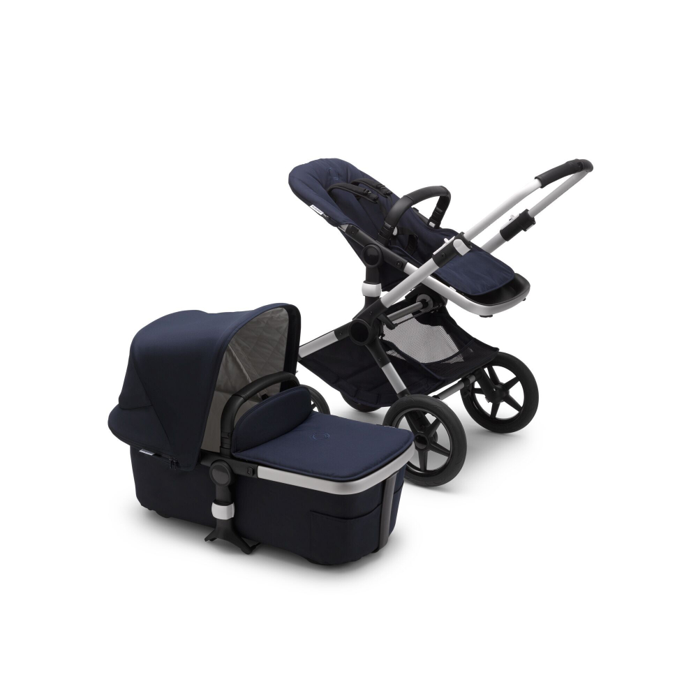 Коляска 2 в 1 Bugaboo Fox 2 Classic Complete Alu/Dark Navy, стальной/темно-синий