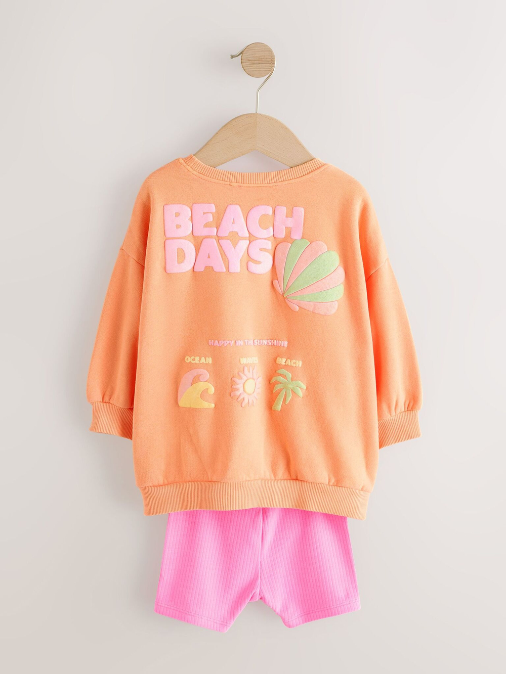 Толстовка и шорты-велосипедки в комплекте для девочки Next AD3-950, Оранжевый, Розовый