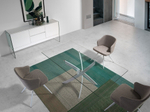 Прямоугольный обеденный стол из закаленного стекла и белой стали 1138-180x95
