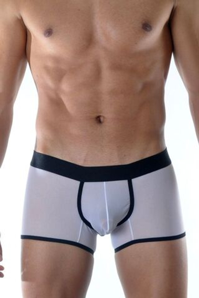 Белые полупрозрачные трусы-боксеры с контрастной отделкой (Размер: L) (Цвет: белый)