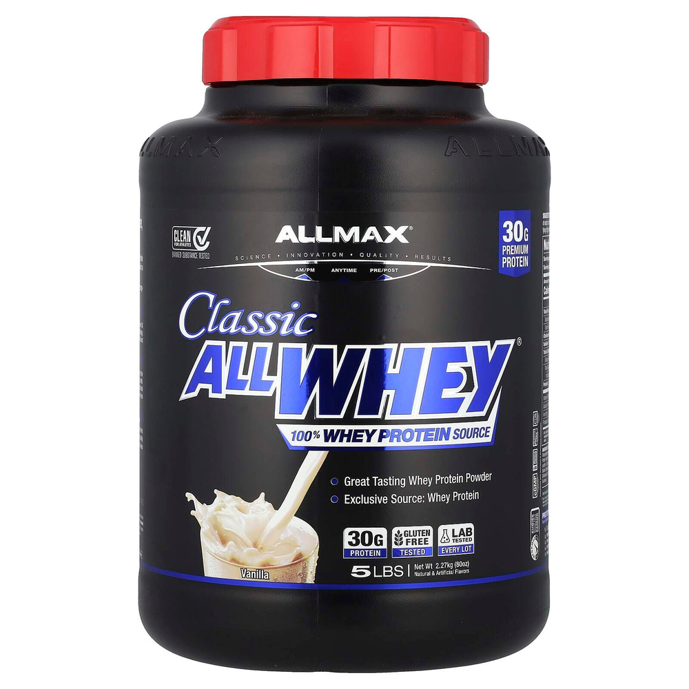 ALLMAX, CLASSIC ALLWHEY®, 100% источник сывороточного протеина, со вкусом ванили, 2,27 кг (5 фунтов)