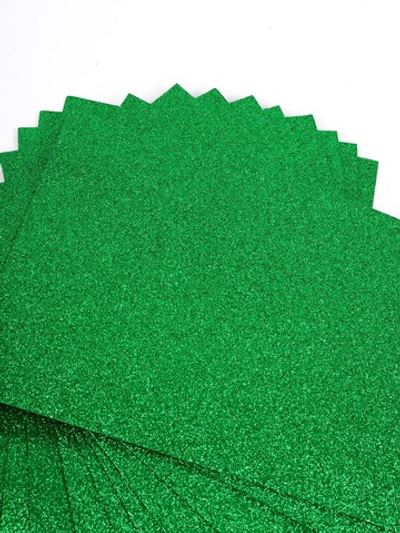 Фоамиран глиттерный, р. 20х30 см, 2 мм, зелёный