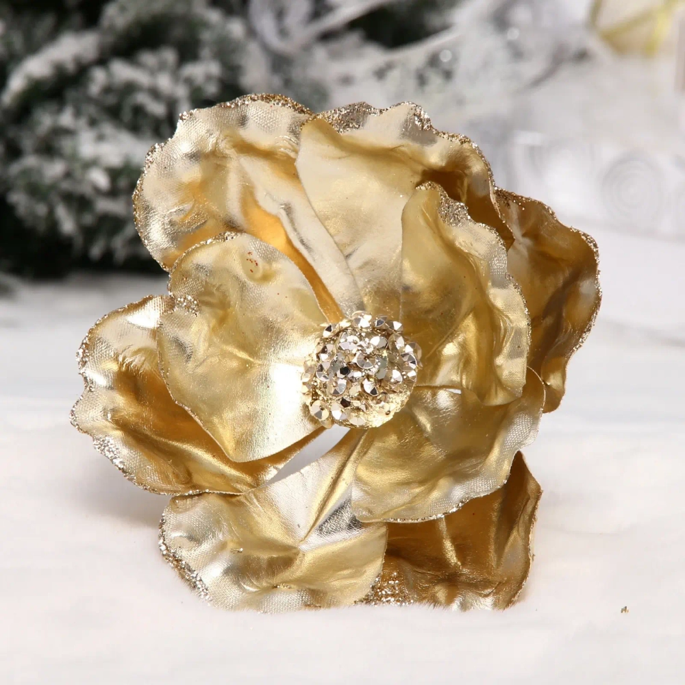 Украшение новогоднее «Пуансеттия - Зимний сон» 15 см, Золото