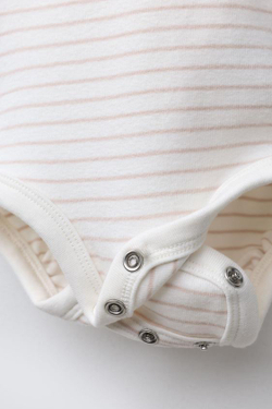 ZARA КОМПЛЕКТ ИЗ БОДИ И ЛЕГИНСОВ С МИШКОЙ И ПОЛОСКАМИ, СЕРО-КОРИЧНЕВЫЙ