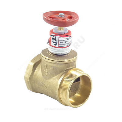 Клапан пожарный латунь прямой КПЛП 65-1 Ду 65 1,6 МПа муфта-цапка с датчиком положения ДППК 23 Апогей 110020