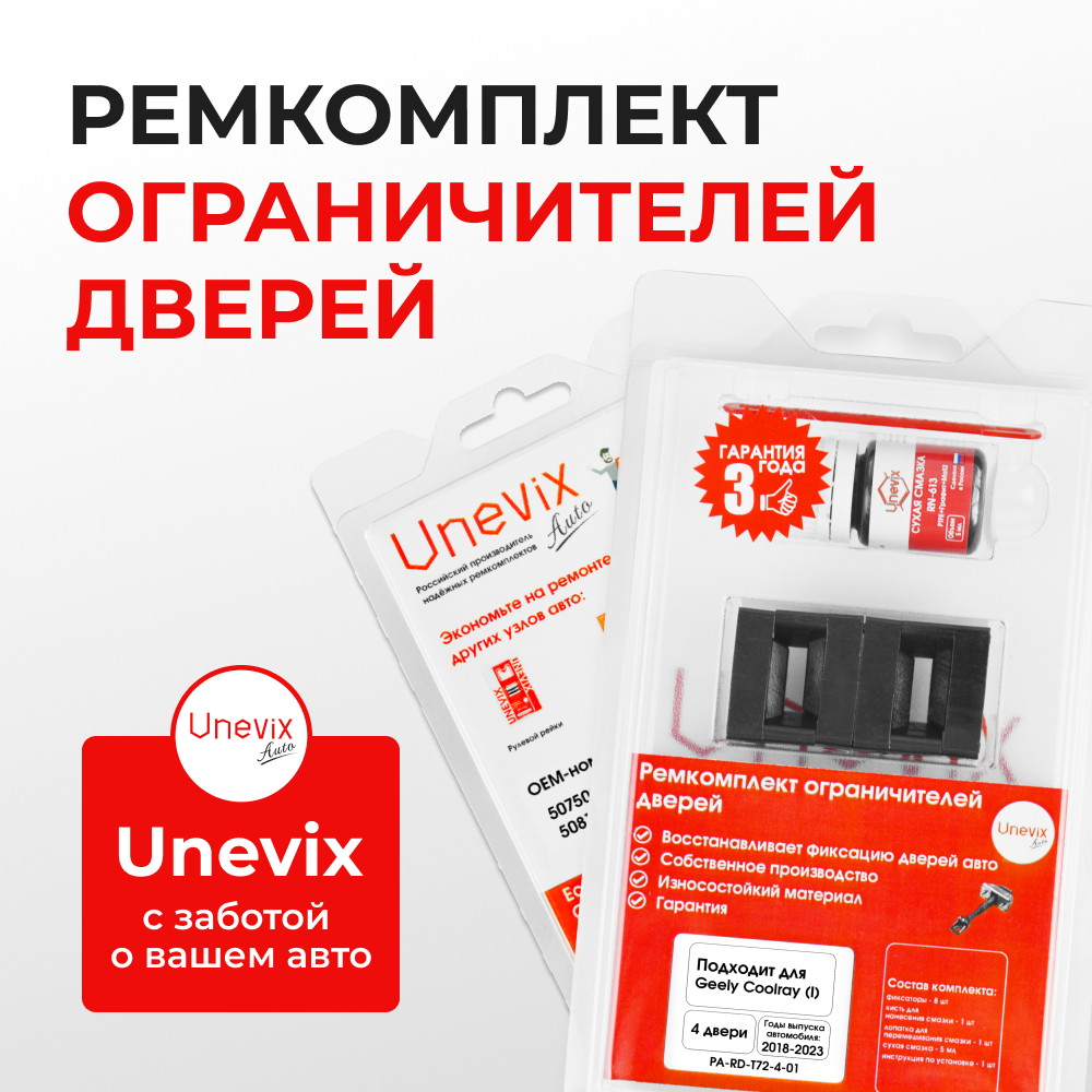 Ремкомплект ограничителей дверей Geely Coolray (I) (4 двери, тип 72) 2018-2023