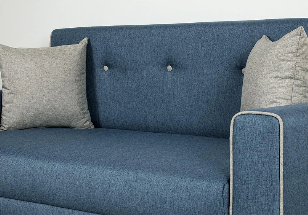 Диван-кровать Вигго, светло-синий / светло-серый, жаккард, выкатной