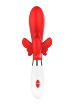 Красный вибратор-кролик Alexios - 21 см.