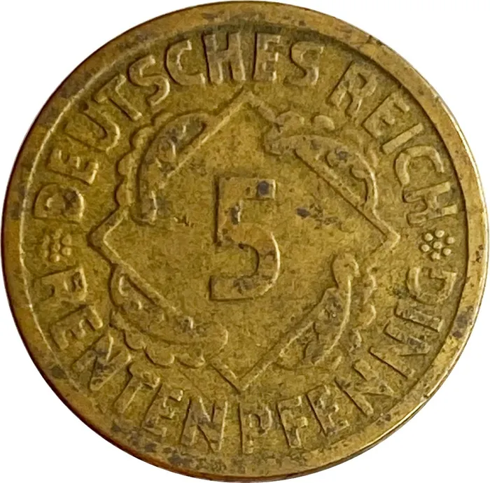 5 рентенпфеннигов 1924 Германия "E"