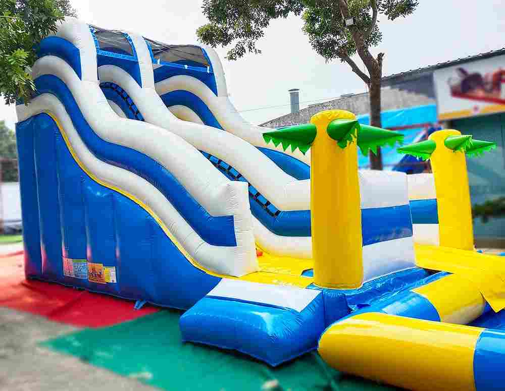 Коммерческий надувной батут с бассейном «Пляжный оазис», 13*5*6 м