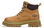 Dickies Minimalist Style Versatile Short Platform Combat Boots Women"s Earth Yellow