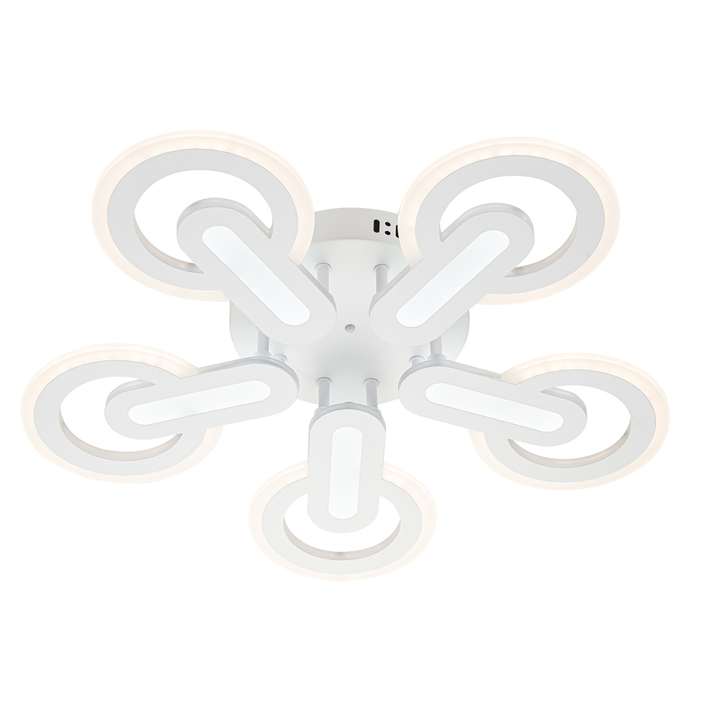 Потолочный светодиодный светильник 110Вт, 8800Лм, 3000-6500К, Ra>80,  плавная регулировка мощности, изменение цветовой температуры, ночник,  металл/акрил, белый