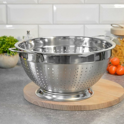 Дуршлаг 28см нерж с ручками на ножке MB 30375