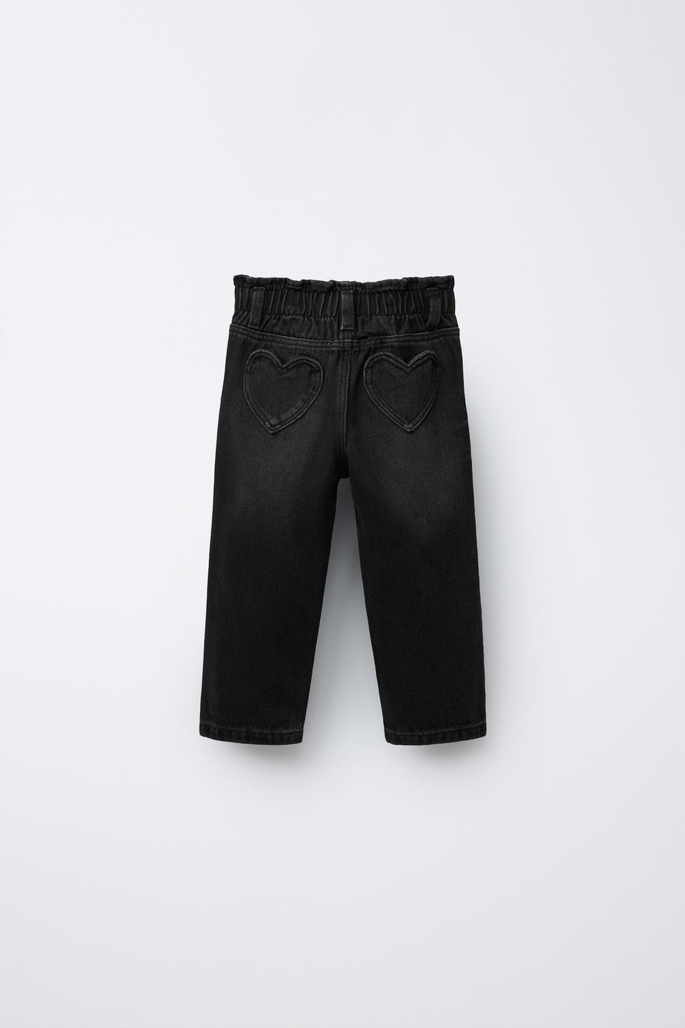 ZARA ДЖИНСЫ PAPERBAG С КАРМАНАМИ-СЕРДЕЧКАМИ, ЧЕРНЫЙ