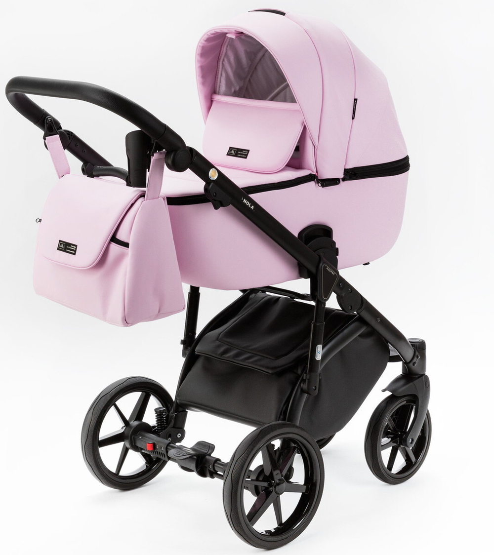 Детская коляска Adamex Nola Deluxe 3 в 1 N-SA16 (РОЗОВ. ЗЕФИР КОЖА)