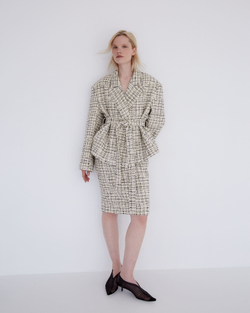 Юбка из букле молочный/черный