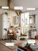 Шкаф пенал, 62х30х185, Паула, с полками, с дверками и ящиками, для ванной, для кухни, из массива дерева, белый/черри, Dipriz