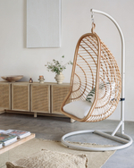 Подвесное кресло Ekaterina ротанг на светло-серой подставке