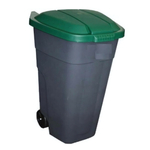 Бак для мусора с крышкой на колесах 110л зеленый