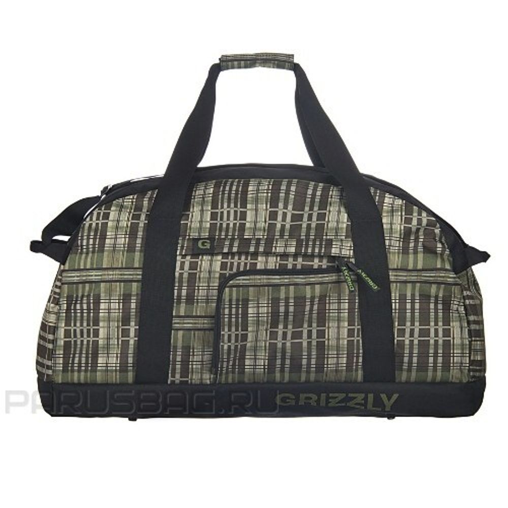 Сумка спортивная Grizzly 600-3/4 62*37*30см клетка чёрно-зелёная