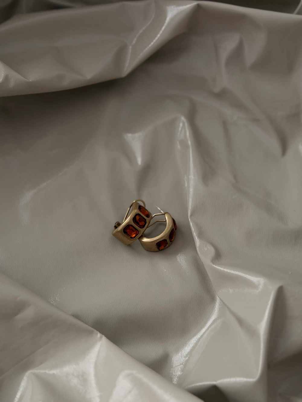 Серьги винтажные Гранат, Золотые