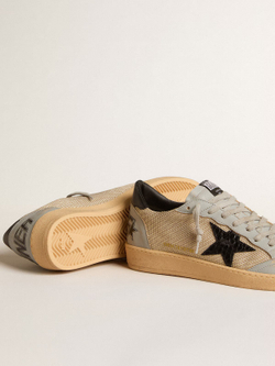 Men’s Ball Star LTD in beige mesh with croc-print leather star and nappa inserts
