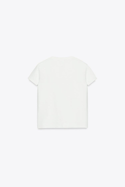 ZARA ФУТБОЛКА С РЕЛЬЕФНЫМ СЕРДЦЕМ, БЕЛЫЙ