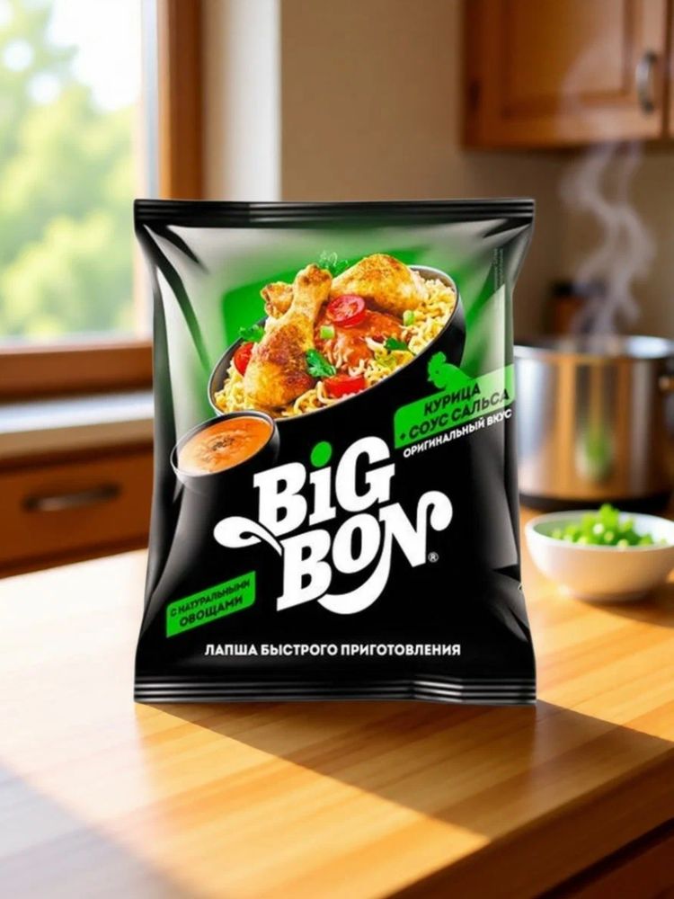 Лапша Big Bon Курица и соус сальса 75 г x 5 шт