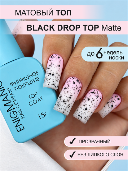 Топ без липкого слоя ENIGMANIC Black Drop Top Matte 15 мл.