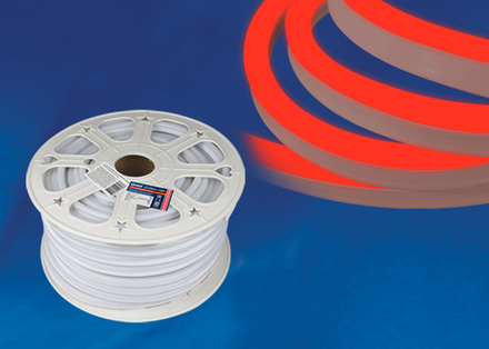 ULS-N21-2835-120LED-m-8mm-IP67-220V-8W-m-50M-RED Светодиодная гибкая герметичная лента. NEON. Бобина 50 м. Красный свет. TM Uniel.