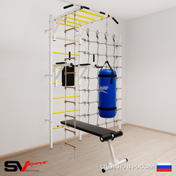 Шведская стенка Sv Sport усиленная 65210 (Турник рукоход/Брусья/Скамья/Лестница/Цепь/Мешок 15кг/Канатный лаз)