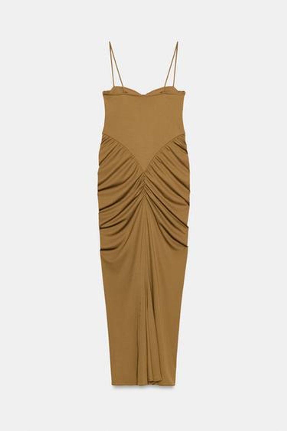 ZARA ПЛАТЬЕ КОРСЕТНОГО КРОЯ ОБЪЕМНОЕ, ЦВЕТ ОЛИВКОВОГО МАСЛА